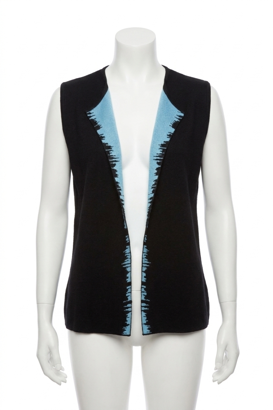 NEW ANGEL reversible edged vest in black/blue